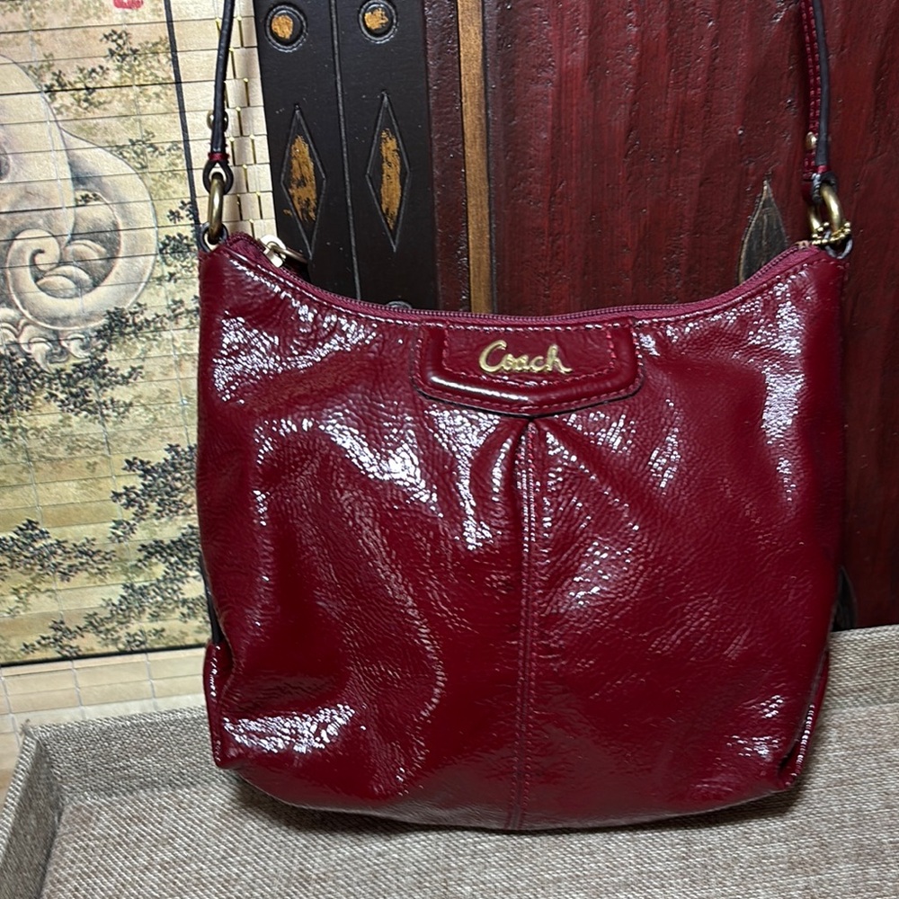 Coach Red Leather Shoulder Bag with Gold Hardware w Hang Tag  8”Lx7”Hx2.5”W